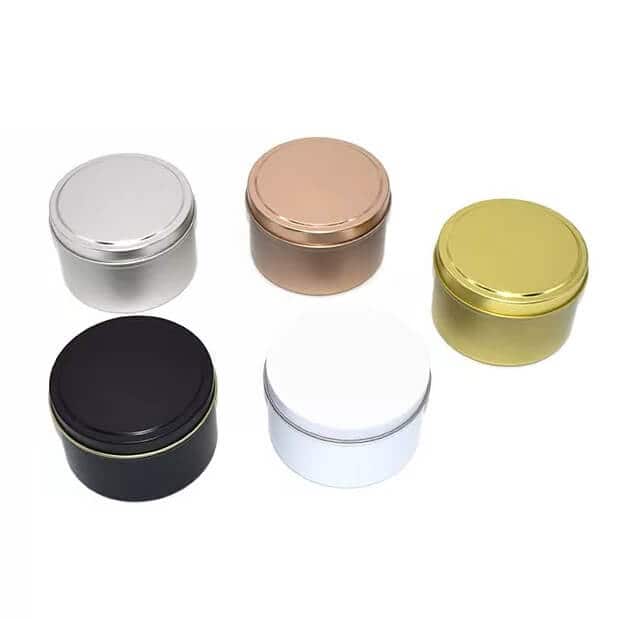 4 oz candle tins in colors in stock