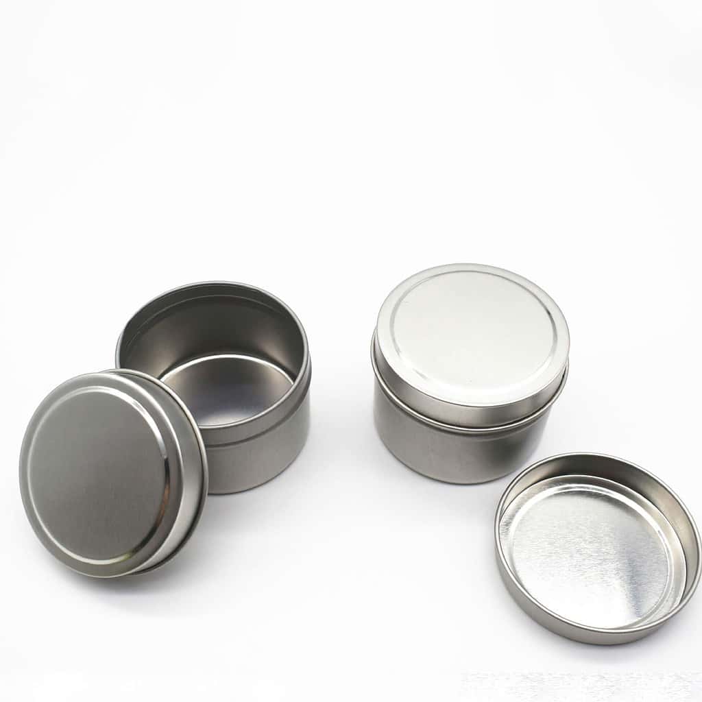2oz 4 Oz Sliver Cosmetic Cream Lip Balm Candle Metal Can Jar Aluminum Tins  for Scented Candle Spices Candy Gifts with Lids - China Metal Tin Can,  Metal Can