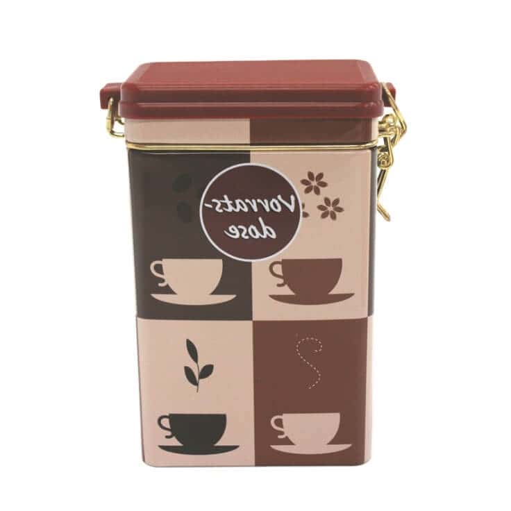 airtight square tea tin