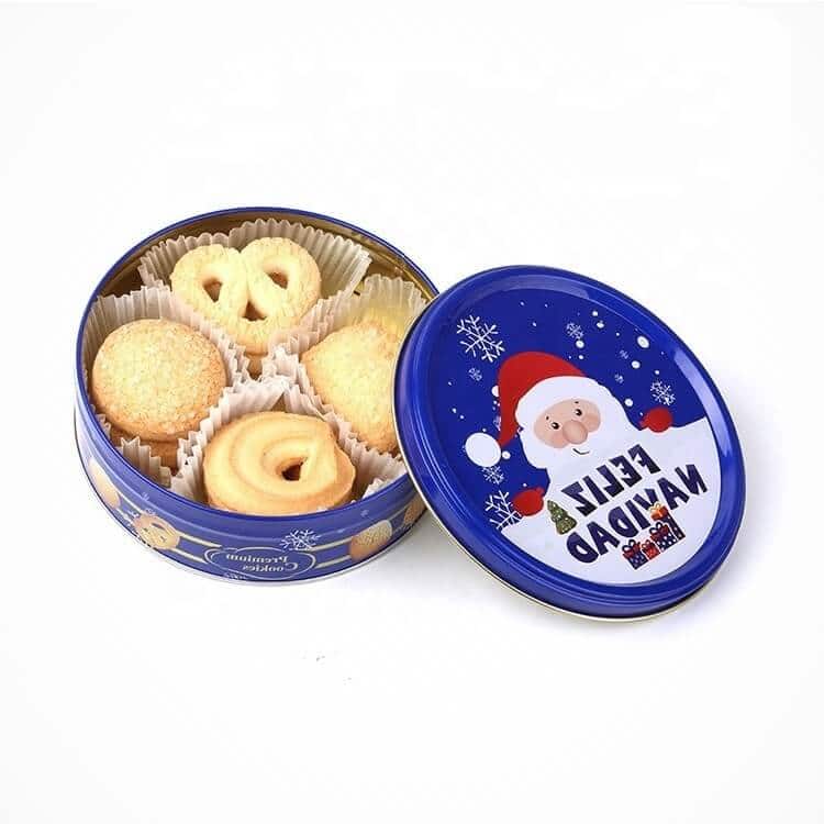 Premium Cookie Tin (2 Pack) Gold Classic Design, Empty - Gift Container, Extra Thick Steel