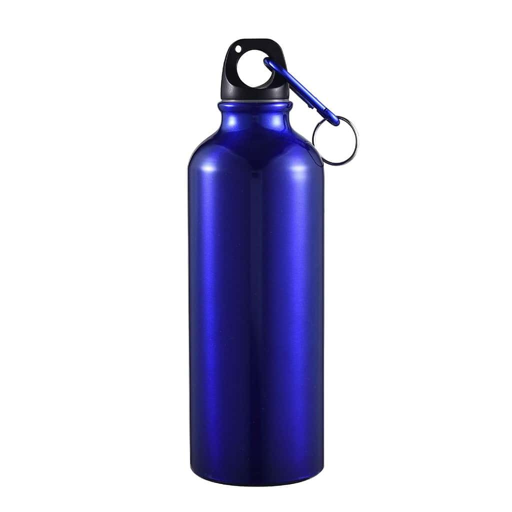 blue aluminum water bottle