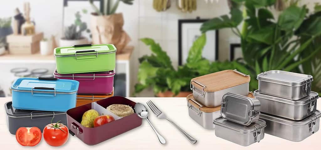  Plain Metal Lunch Box and Bottle: Home & Kitchen