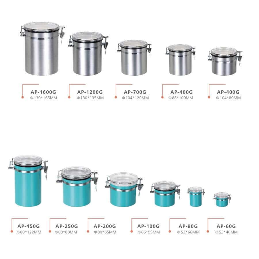 Contenitore Ermetico Per Caffè In Acciaio Inox 304 Con Coperchio A Tenuta Stagna – Barattolo Per Tè, Zucchero E Alimenti – Formato S (500ml) E M (900ml) – Elefante Africano