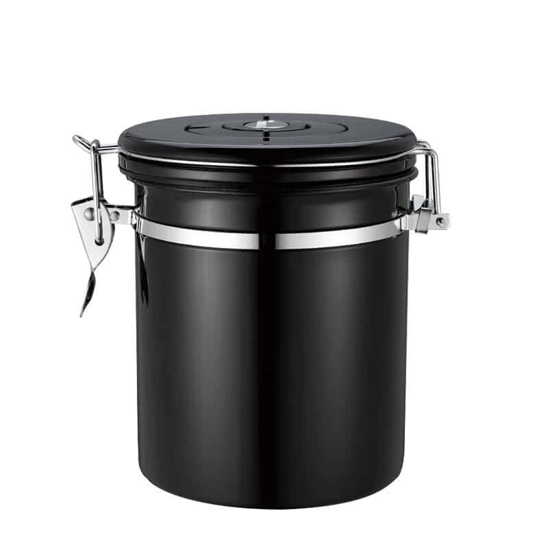 black airtight coffee container