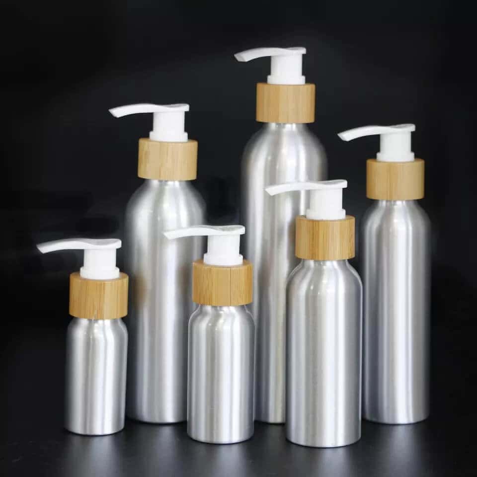 aluminum shampoo bottle with pump