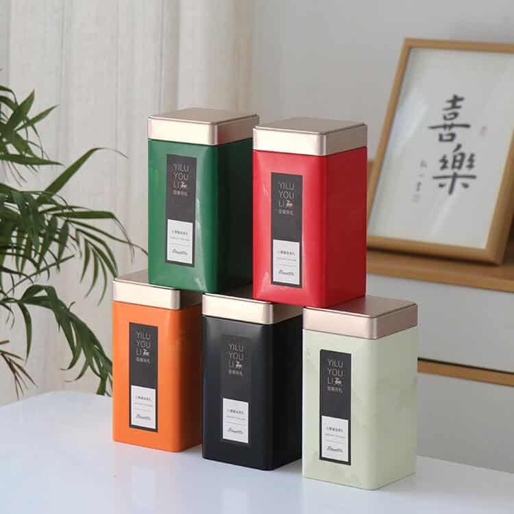 TG248 square tea tins in 5 colors