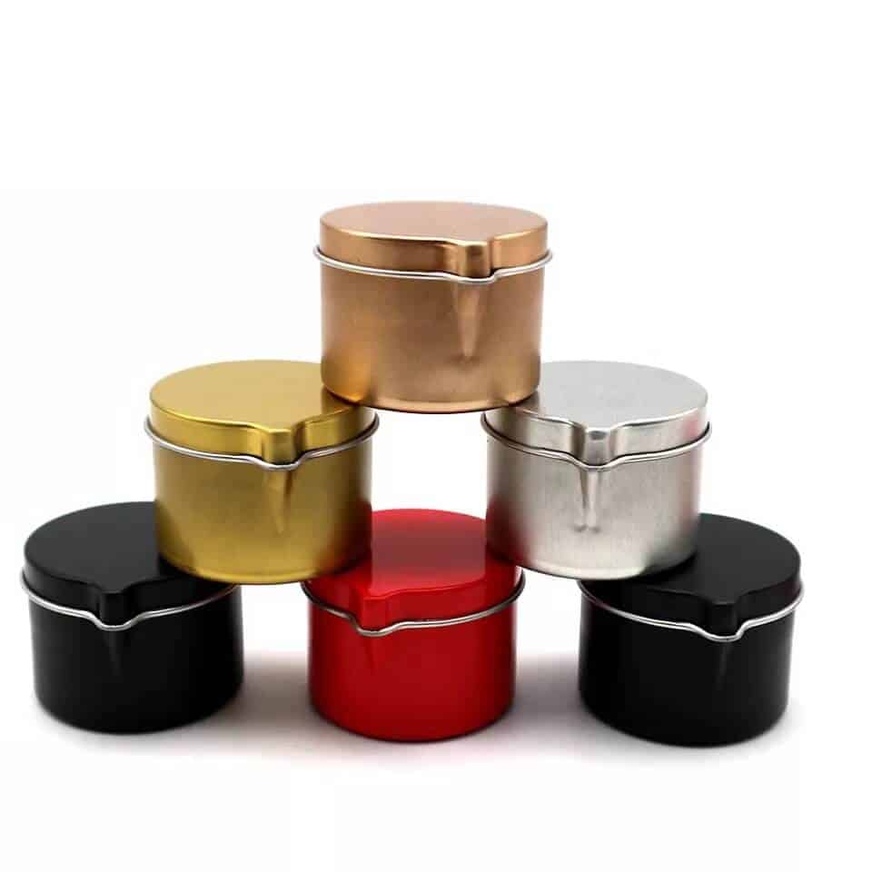 colorful candle tins with spout lid