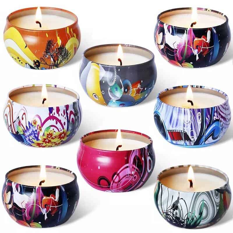 colorful scented candle tin