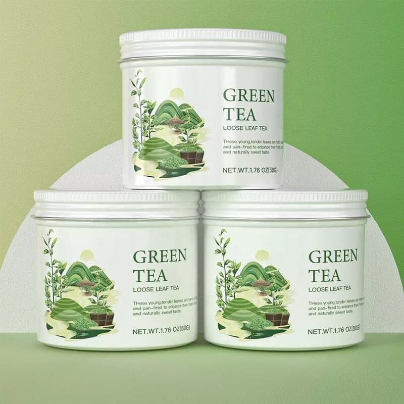 green tea tin