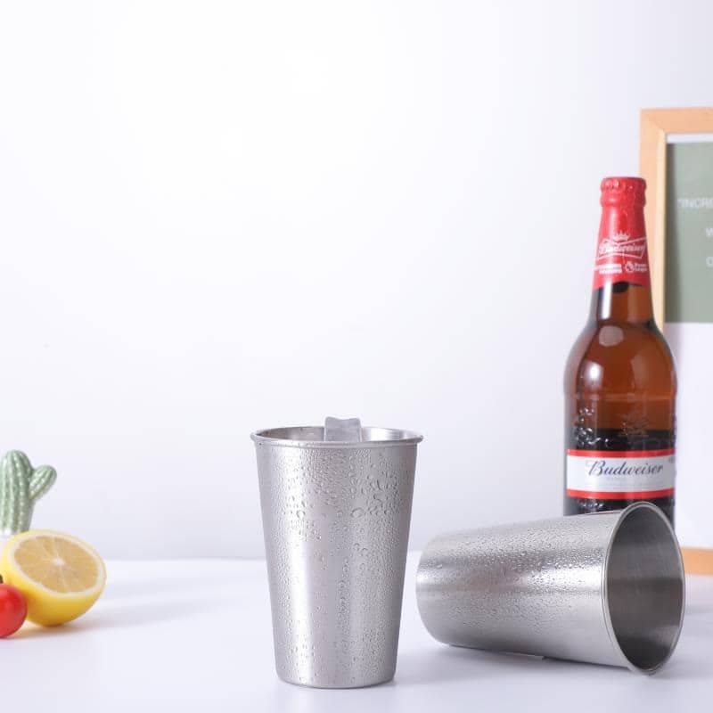 MAXCOOK Set Di 2 Tazze In Acciaio Inossidabile 18/8, 500 Ml, Colore Giallo, Per Campeggio E Outdoor