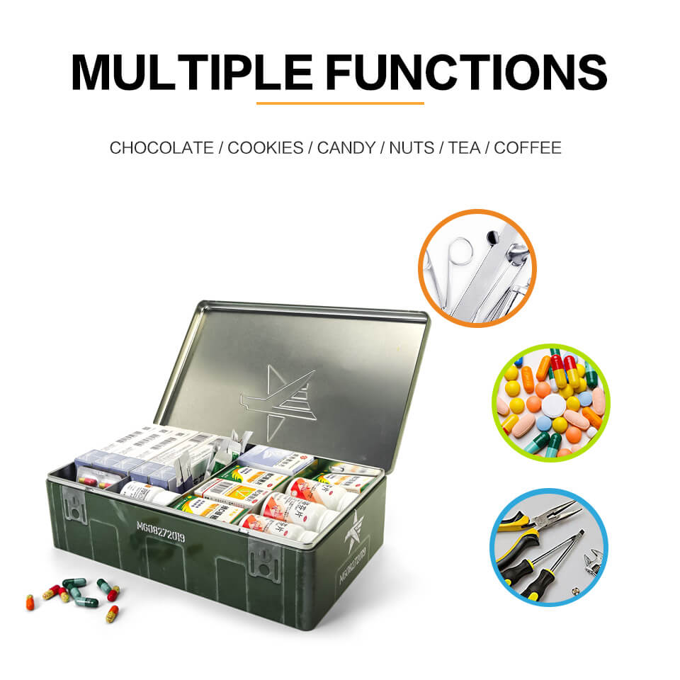 Storage Hinged Lid Tin Container